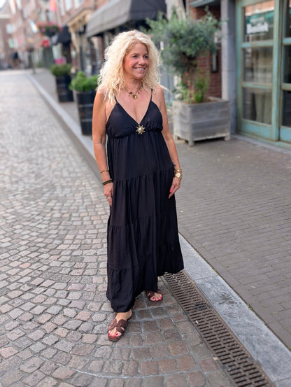 Bailey jurk met broche - Zwart