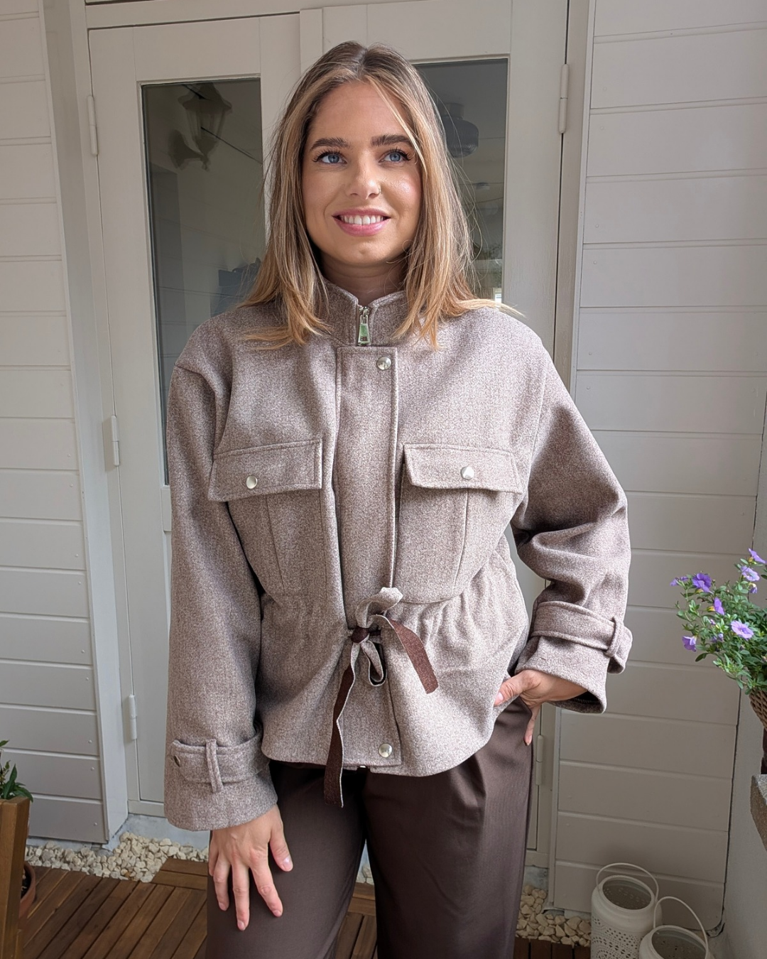 Utility Waist Jacket - Taupe