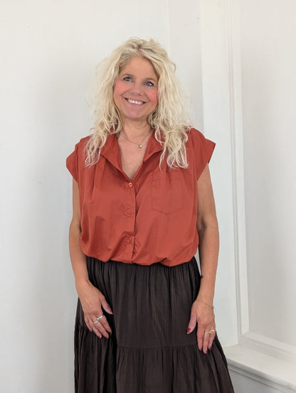 Katoenen blouse Veerle - Brique