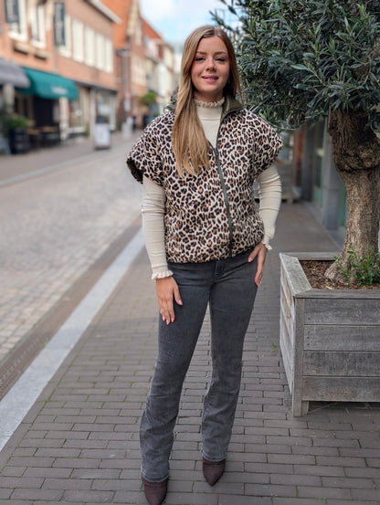 Bodywarmer Emma met panter voering - Groen