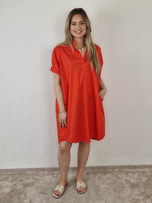 Barbara jurk met zakken - Orange