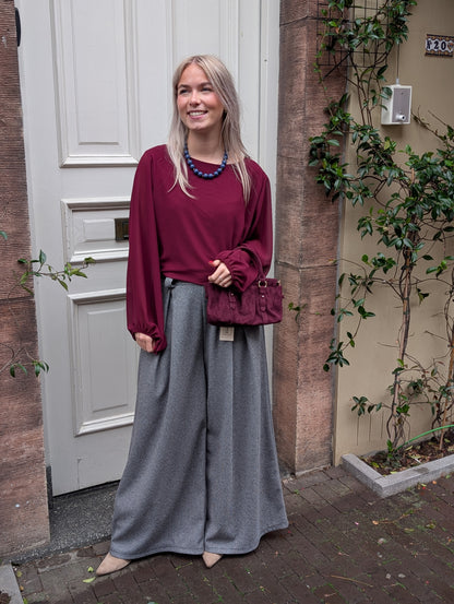 Hilde blouse met elastiek onderin - Wijn rood
