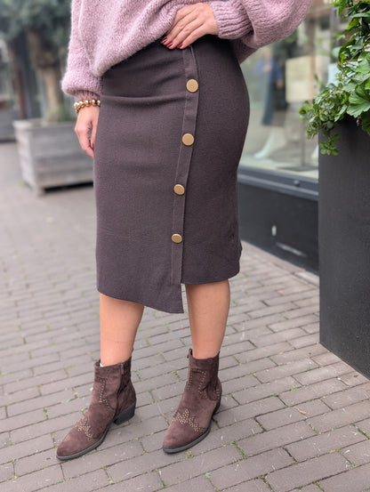 Rok gouden knopen Mandy - Bruin