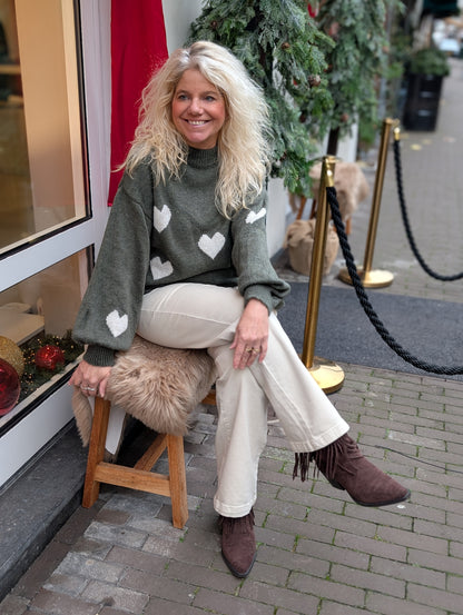 Hartjes trui Veerle - Groen