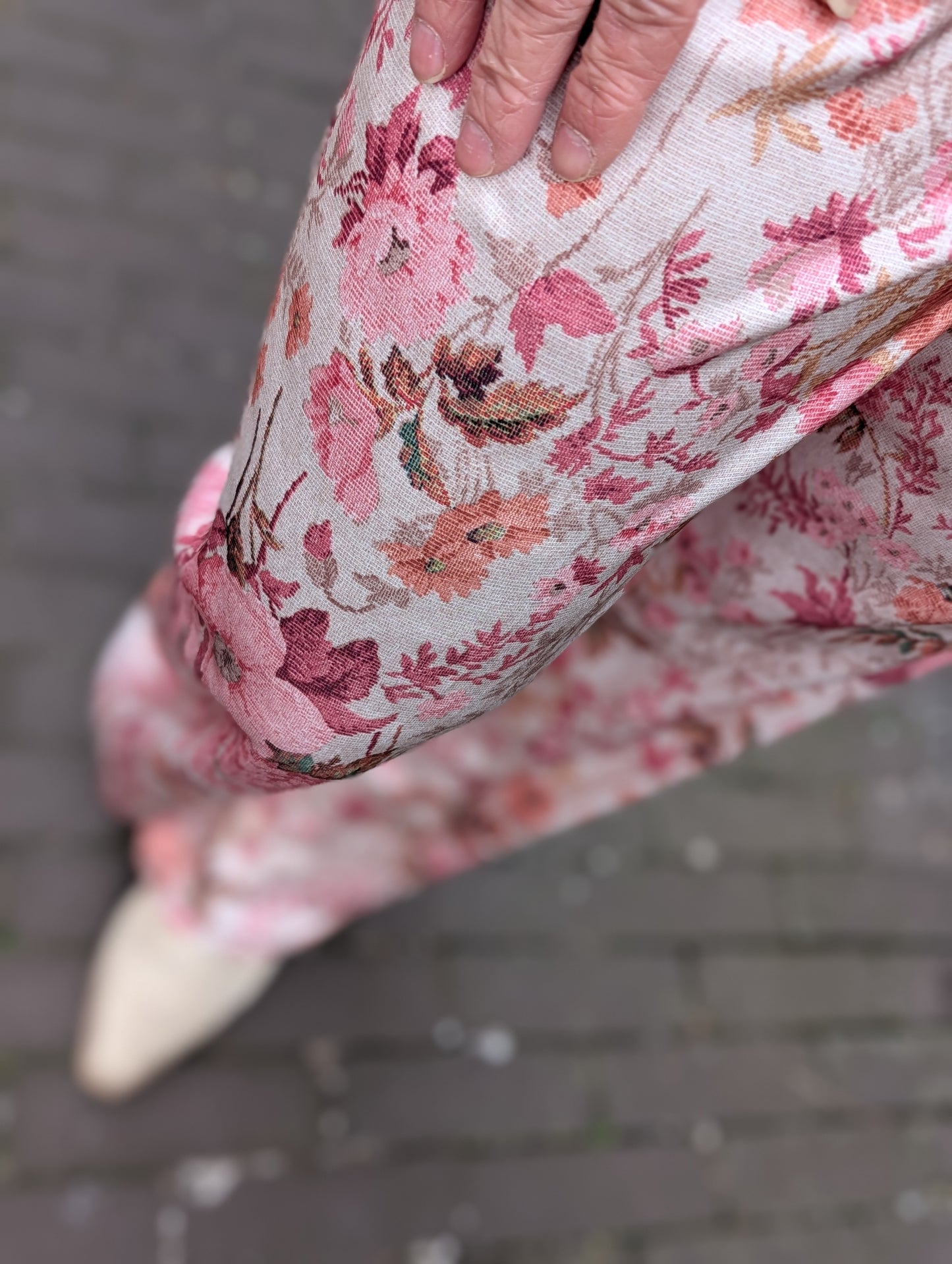 Print flower wide leg - Roze/ beige/ groen/ bruin