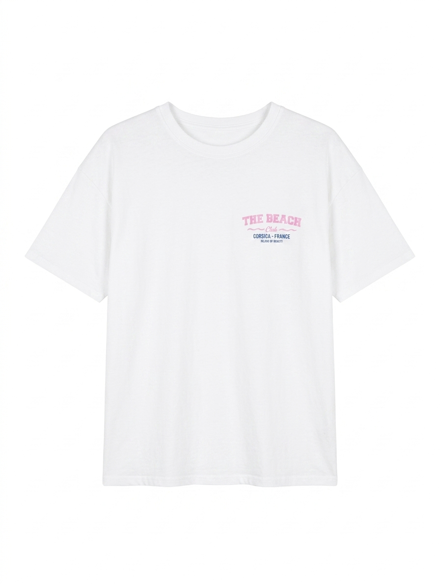 T-shirt The beach club Corsica - Wit