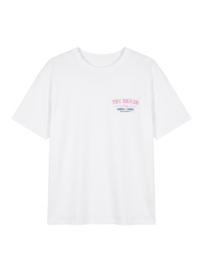 T-shirt The beach club Corsica - Wit