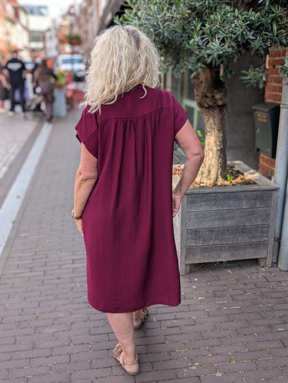 Viscose jurk met zakken Madelief - Bordeauxrood