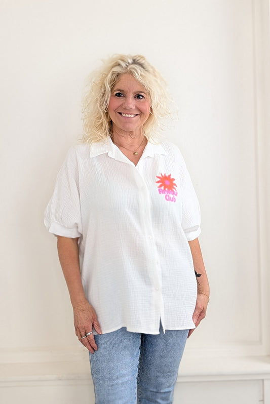 Amour club oversized blouse - Wit