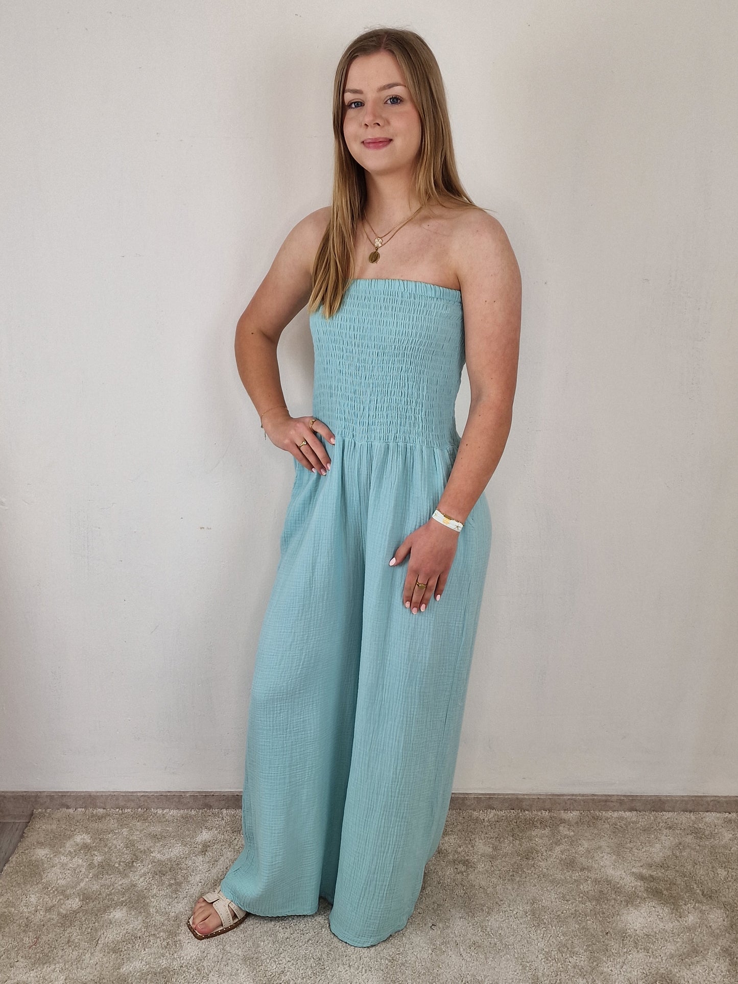 Jumpsuit strapless Nena - Turquoise