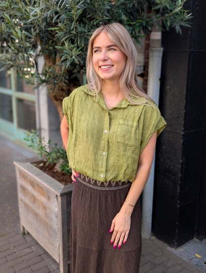 Linnen blouse Veerle - Groen