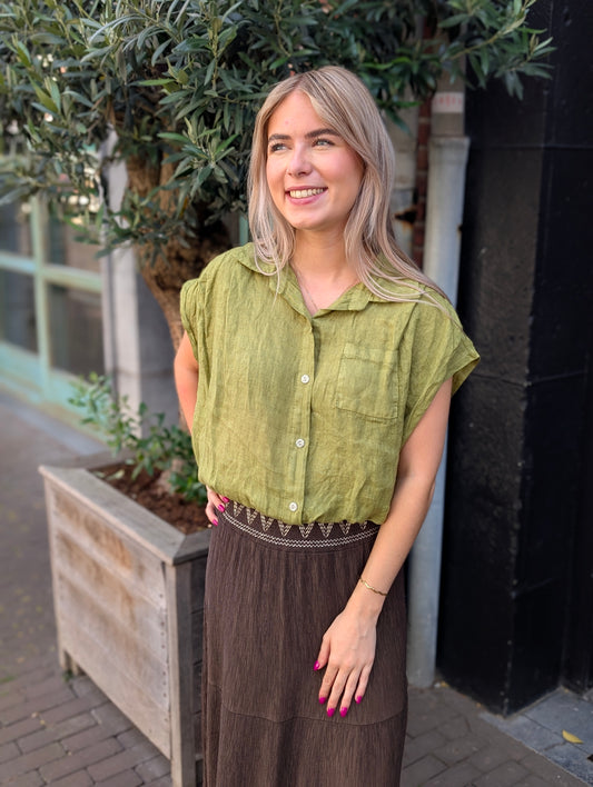 Linnen blouse Veerle - Groen