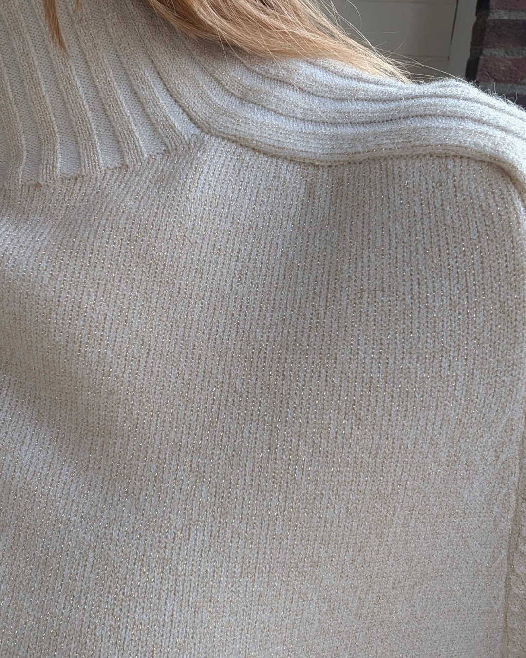 Gebreide glitter col - Creme/Goud