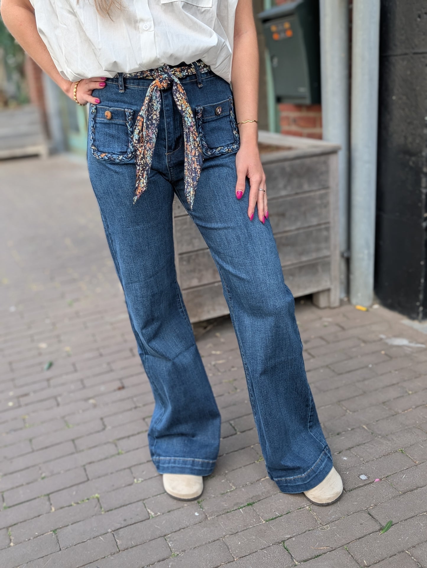Zac & Zoe jeans met sjaal - Dark jeans