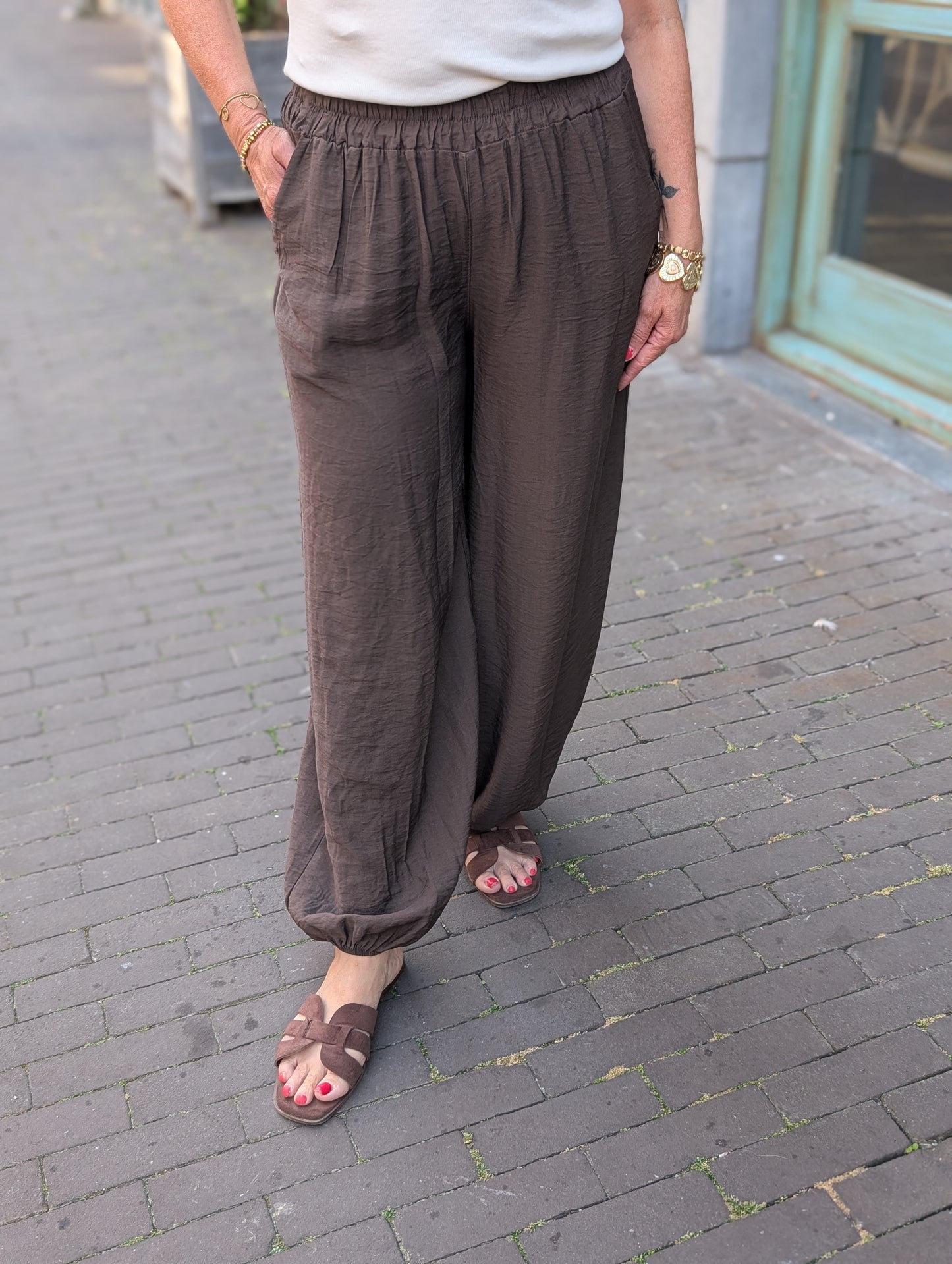 Viscose ballon broek Amy - Bruin