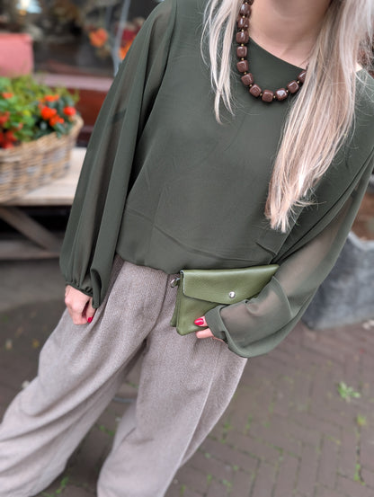 Hilde blouse met elastiek onderin - Groen