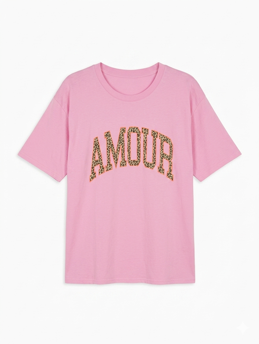 Amour panter T-shirt - Roze