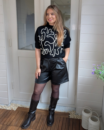 Faux leather short - Zwart