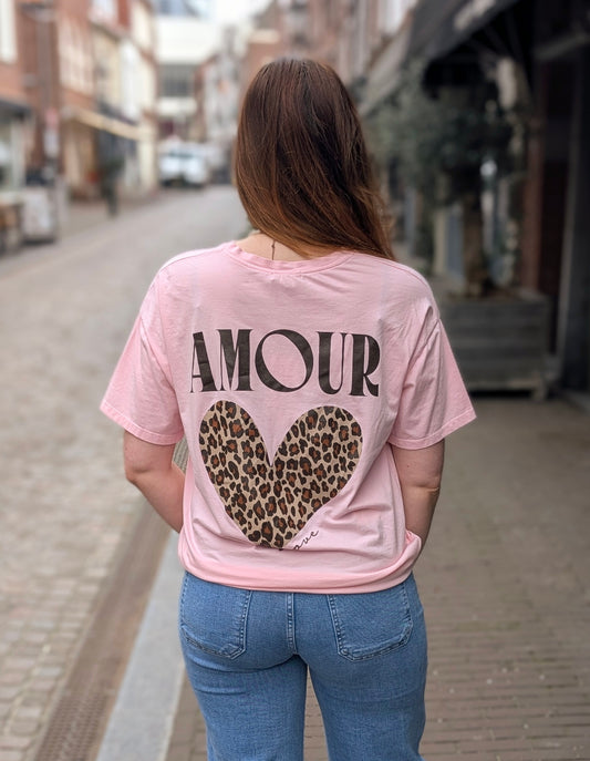 Panter heart shirt Amour - Lichtroze