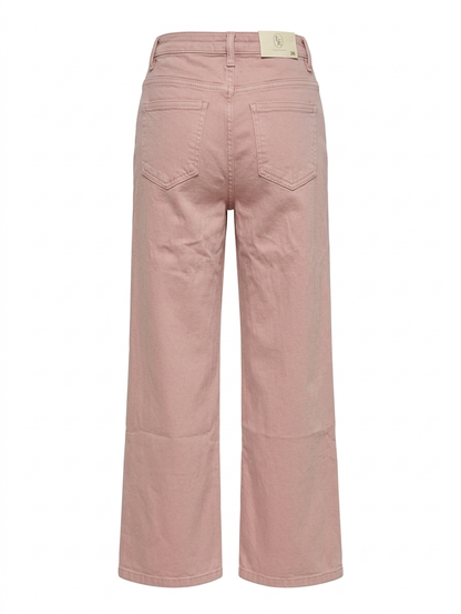 Wide leg vlecht zak detail jeans - Lichtroze