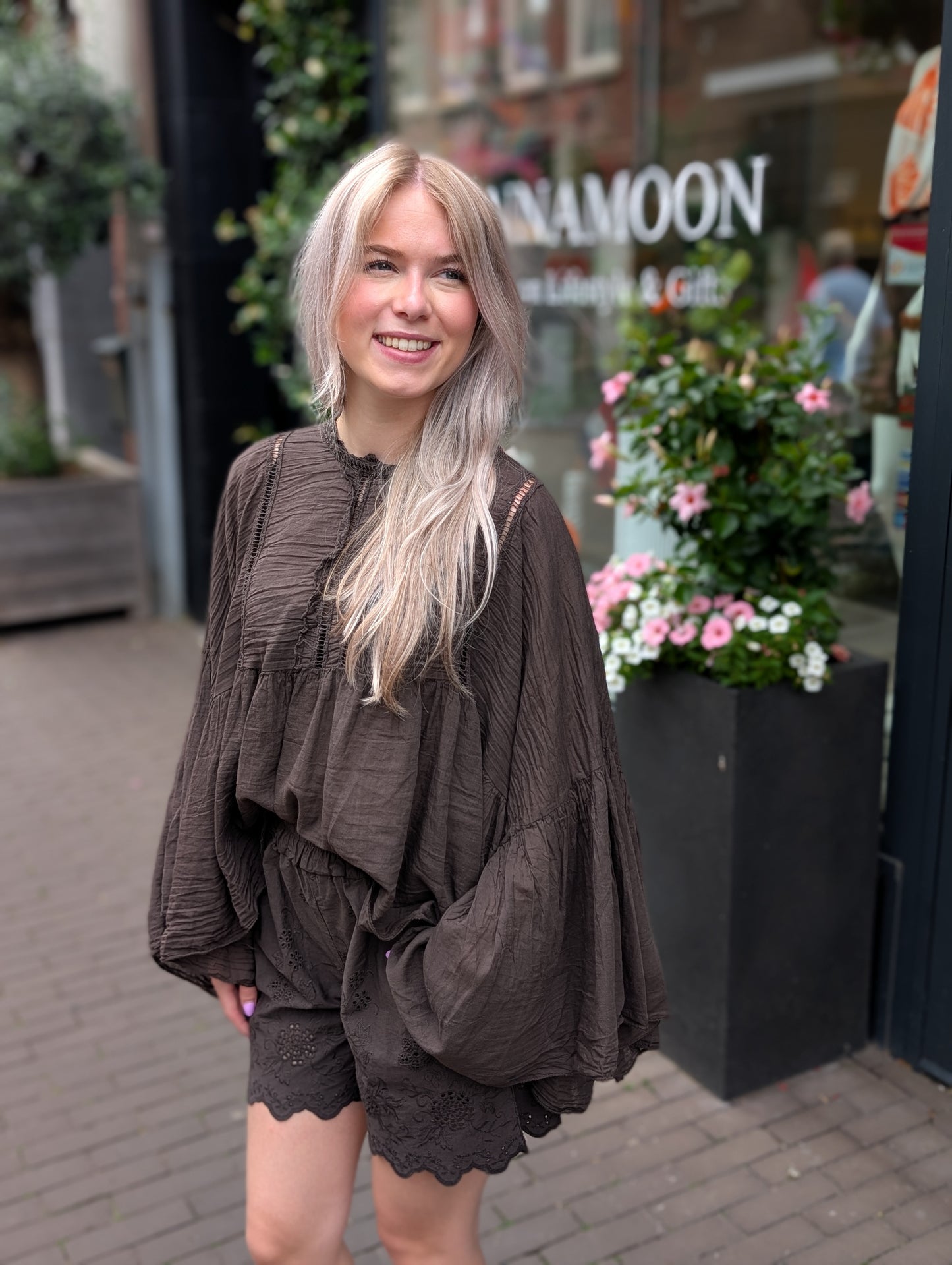 Boho Ibiza blouse - Donkerbruin