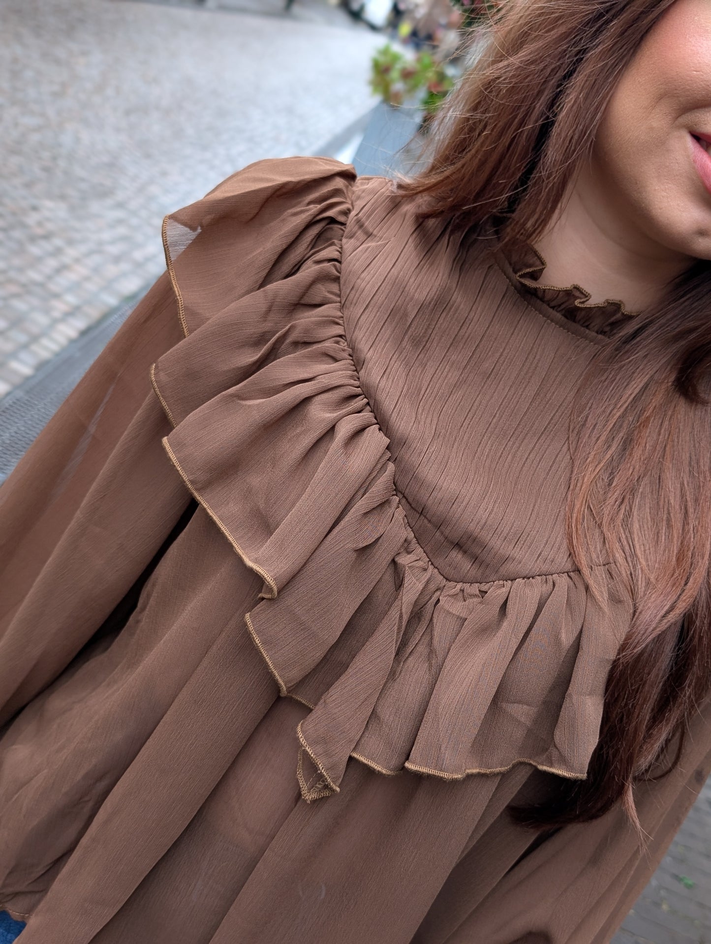 Rouches blouse Naomi - Bruin