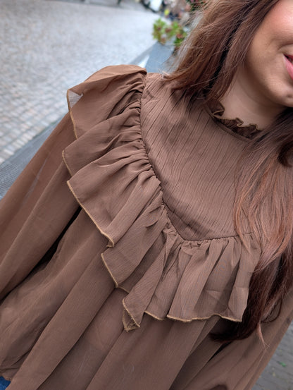 Rouches blouse Naomi - Bruin