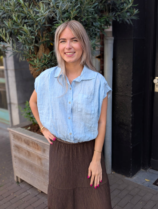Linnen blouse Veerle - Licht blauw