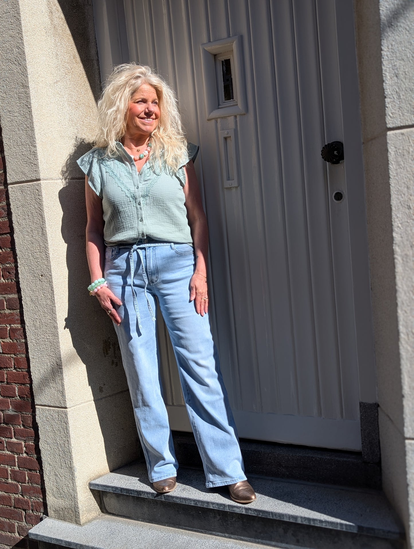 Laulia wide leg jeans met koord