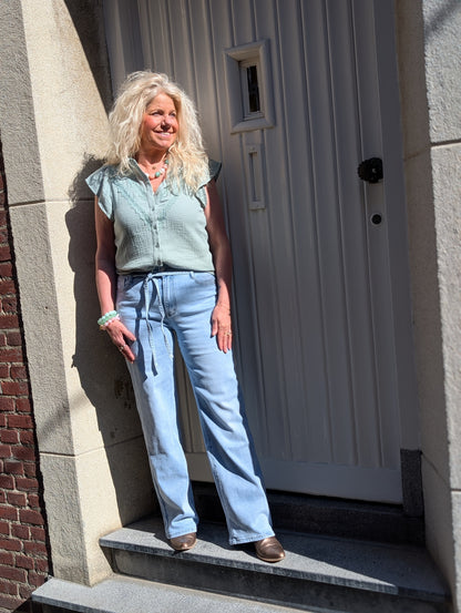 Laulia wide leg jeans met koord