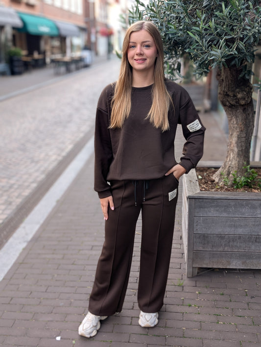 Comfy set 2-delig lange mouwen Claire - Donkerbruin