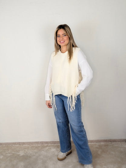 Elena spencer met franjes- Ecru