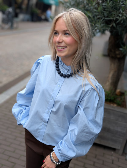 Mayke blouse met ruffle - Licht blauw