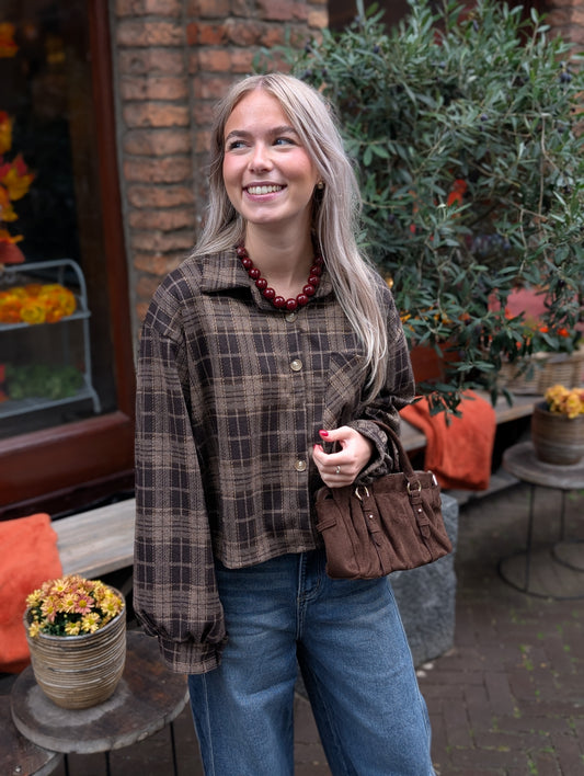 Jany ruiten blouse - Bruin / taupe