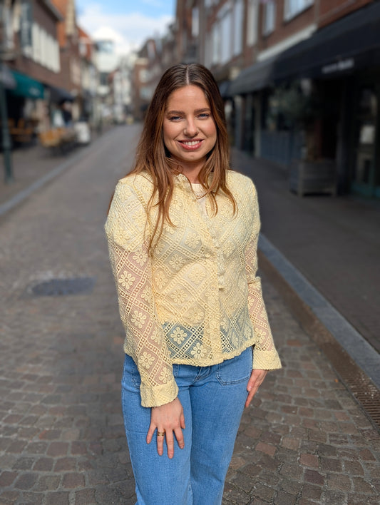 Jaimy gehaakte blouse/ vest - Geel