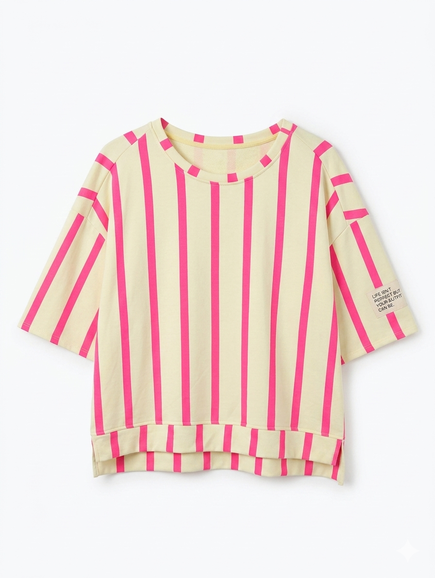 Striped Candy Oversized Sweater – Pink & Lemon