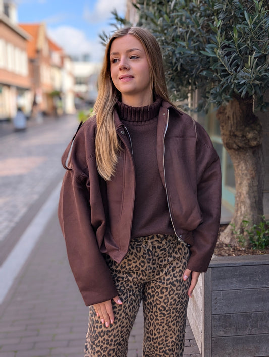 Suede jasje Dianne - Bruin