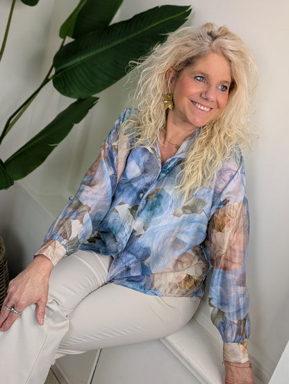 Aya flower blouse - Blauw