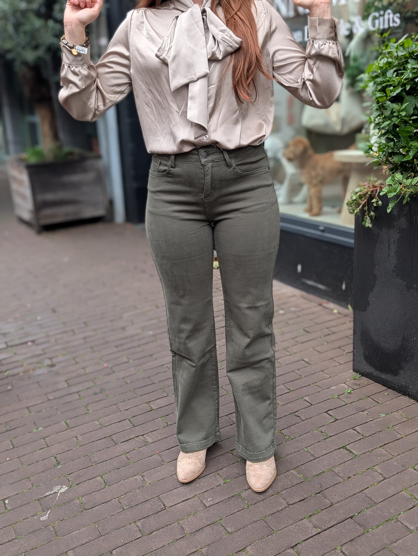 Wide Leg denim Amelia - Groen