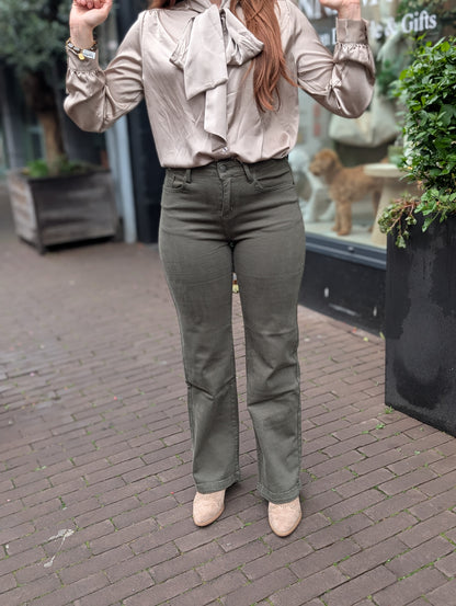 Wide Leg denim Amelia - Groen