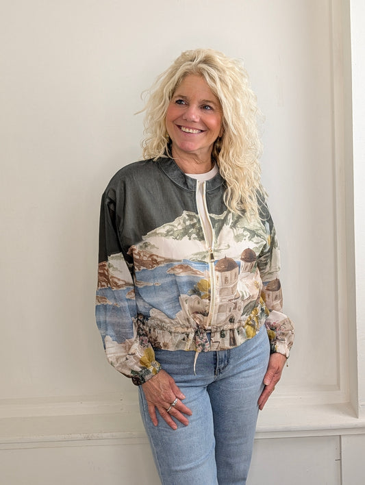 Blouse/vest bomber Greece - Groen / beige / bruin