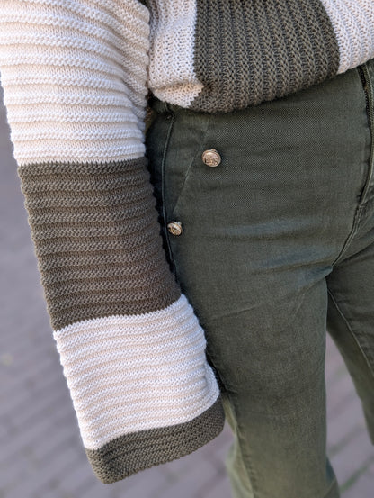 Folyrose wide leg knopen - Groen