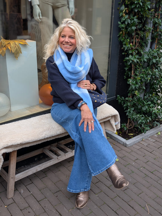 Sjaal met franjes - Blauw