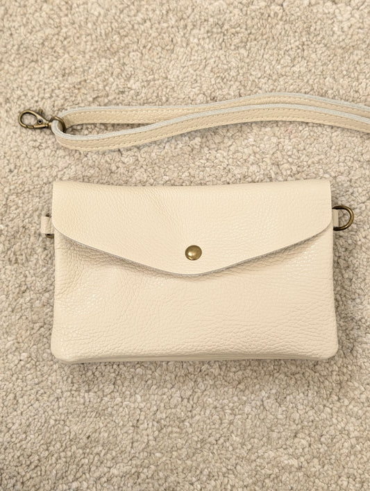 Leren envelop tasje Senna - Beige