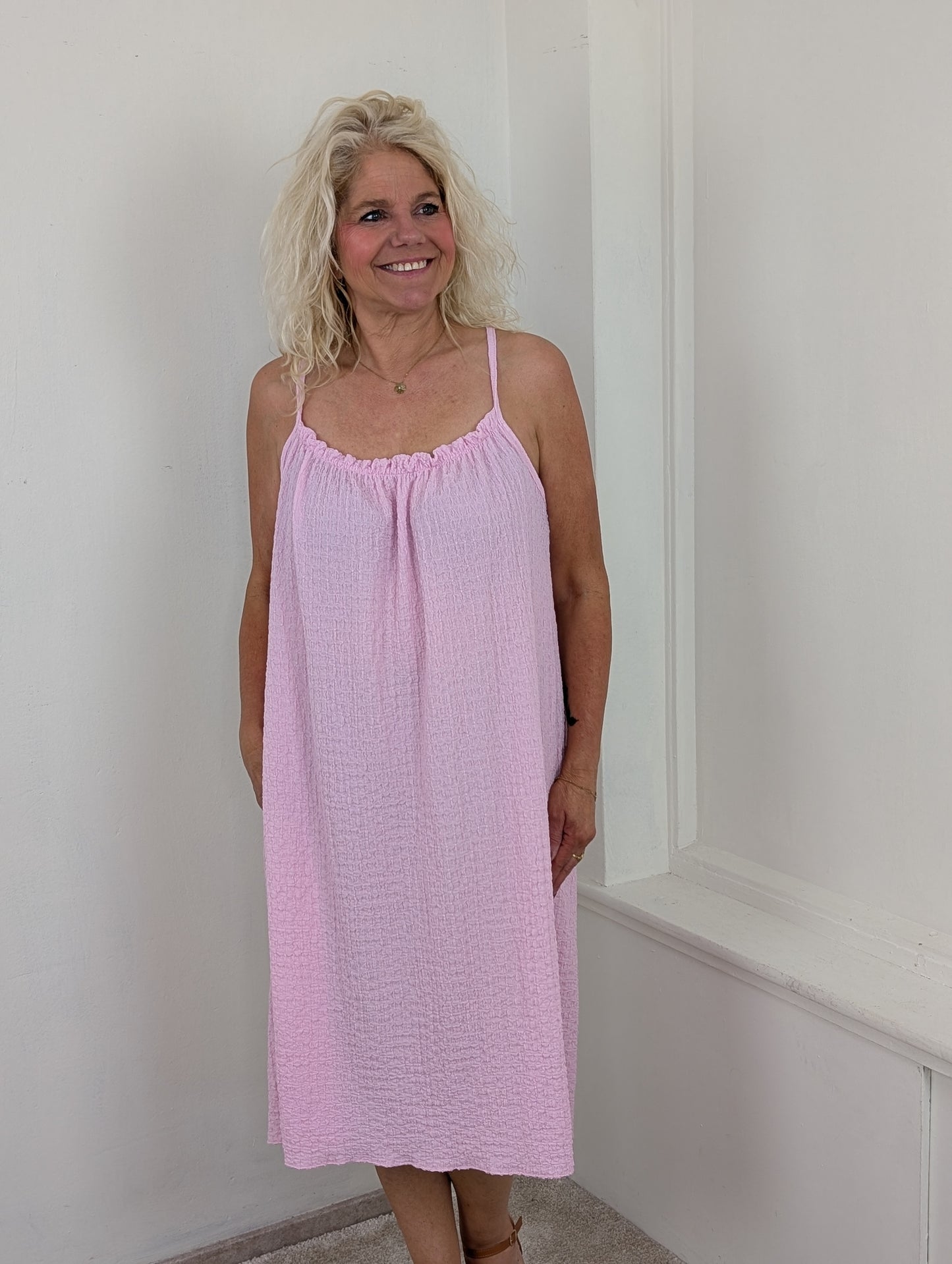 Amalfi crincle dress - Roze