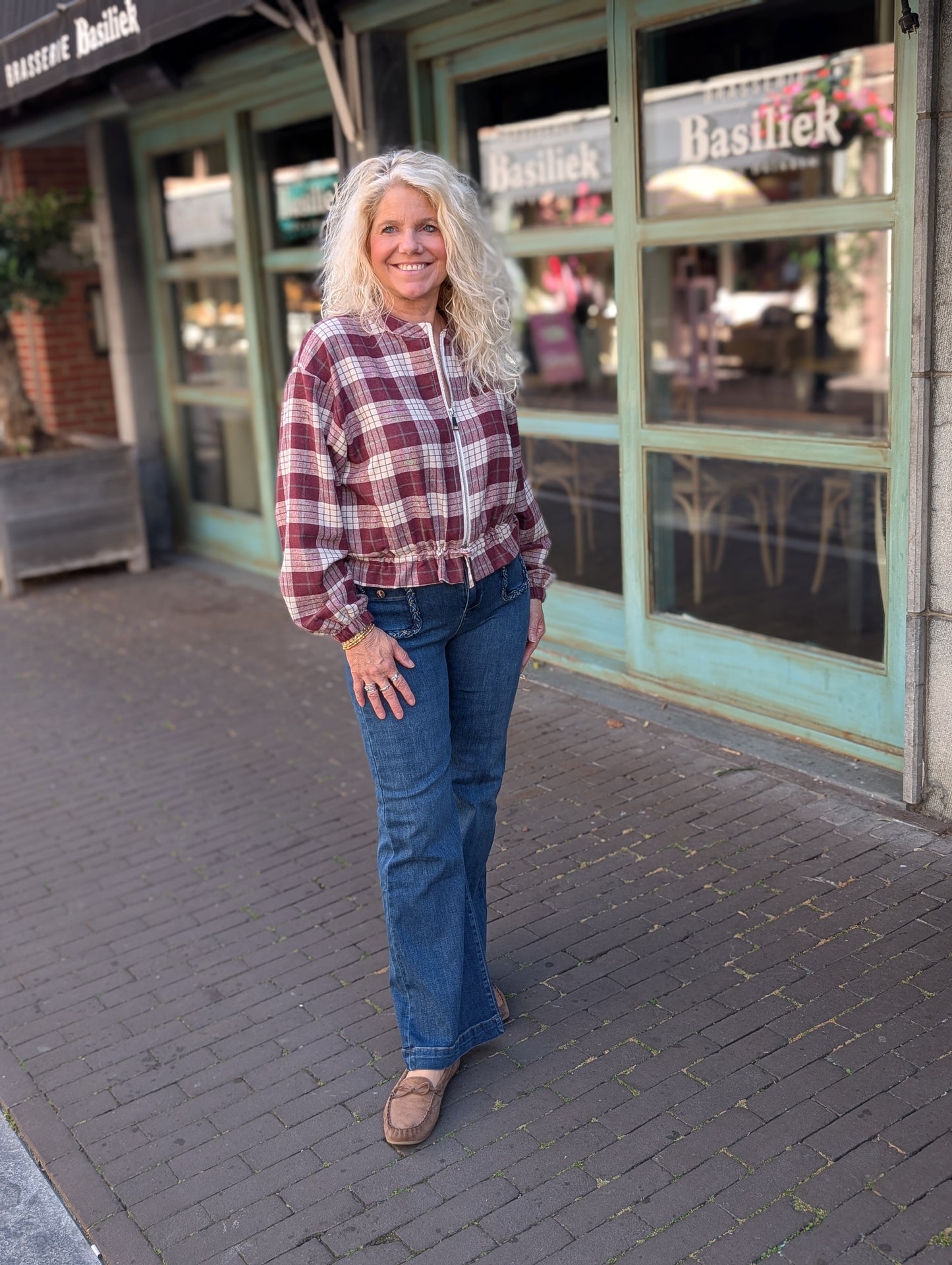 Blouse vest geruit - Bordeaux
