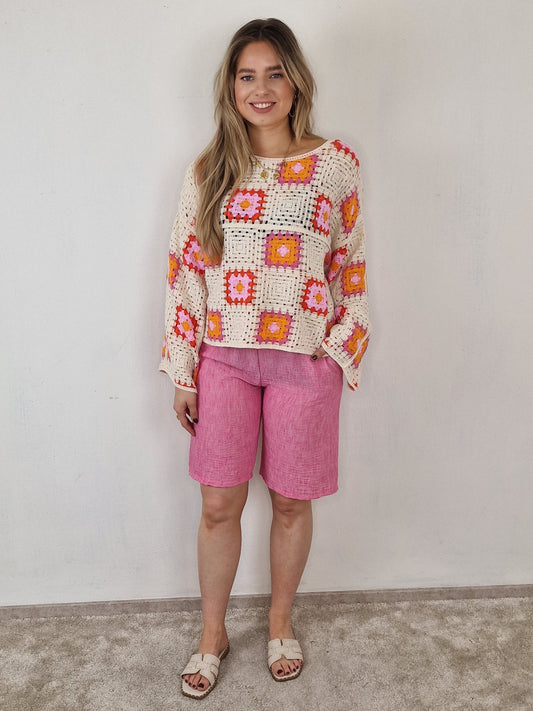 Sandra short met riem - Roze