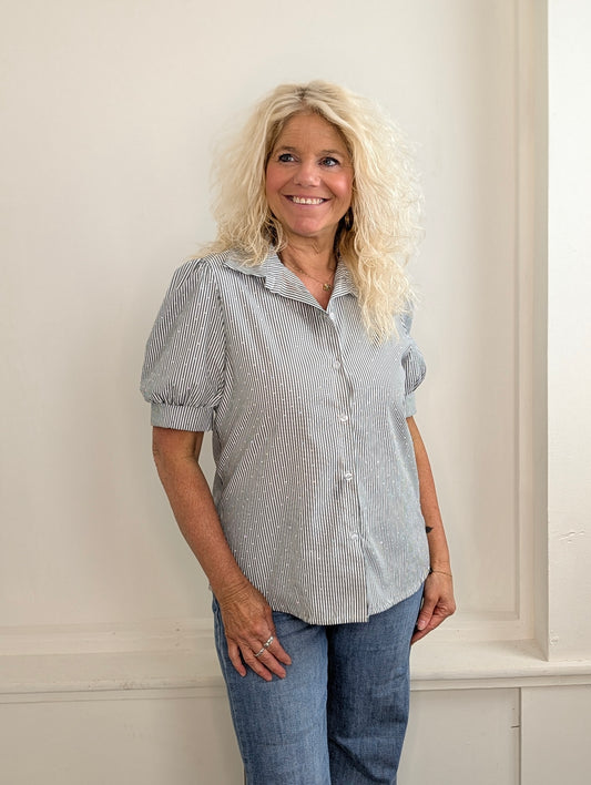 Shimmer & Stripes Blouse - Antraciet