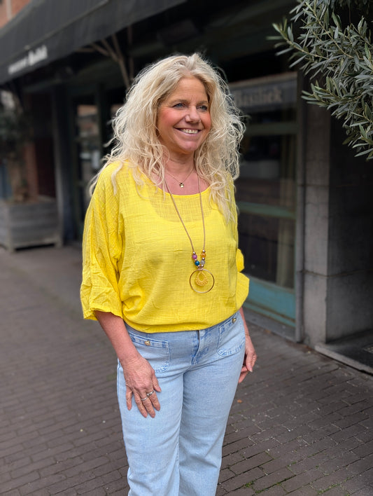 Katoenen shirt Semmy - Geel