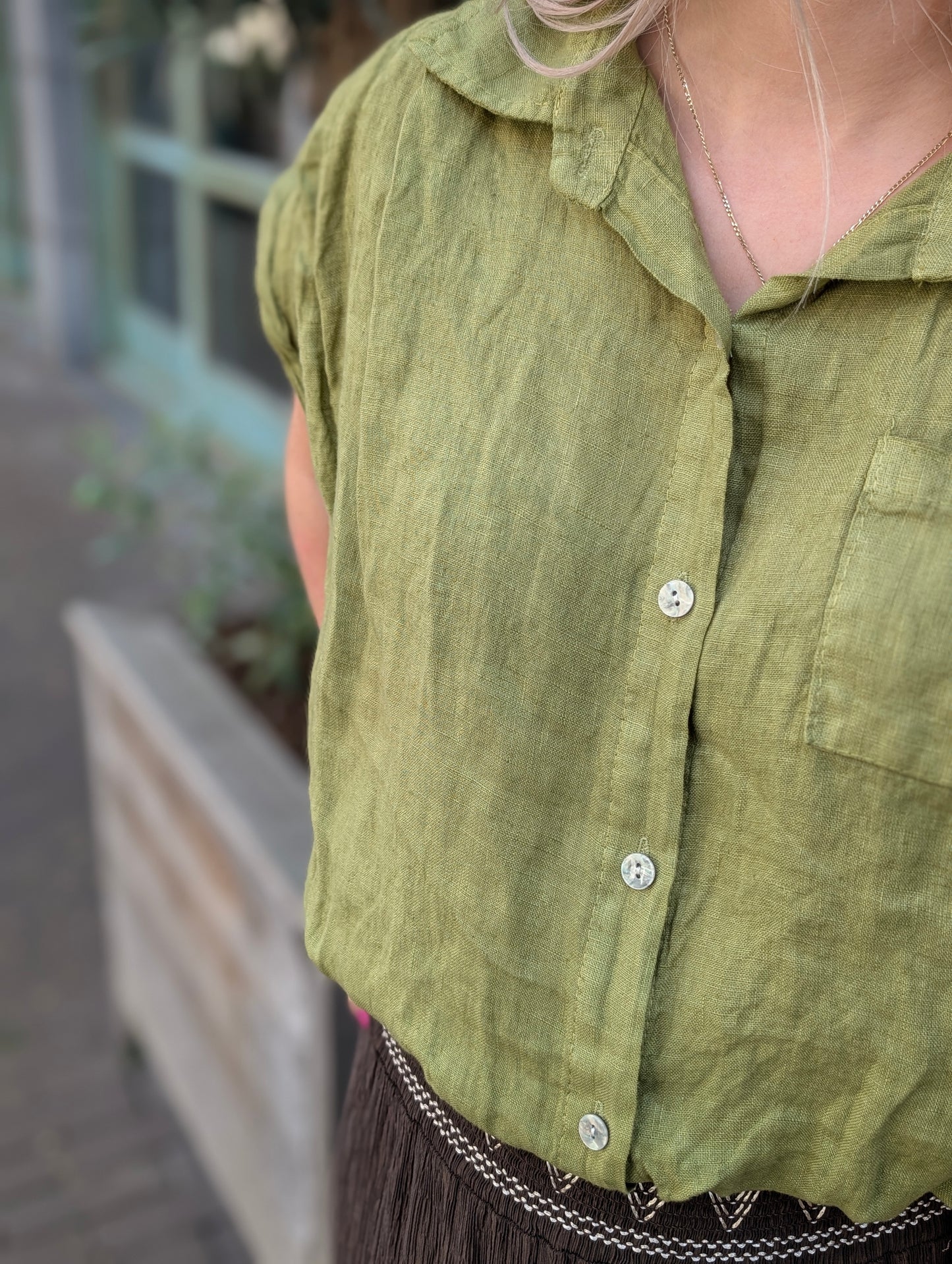 Linnen blouse Veerle - Groen